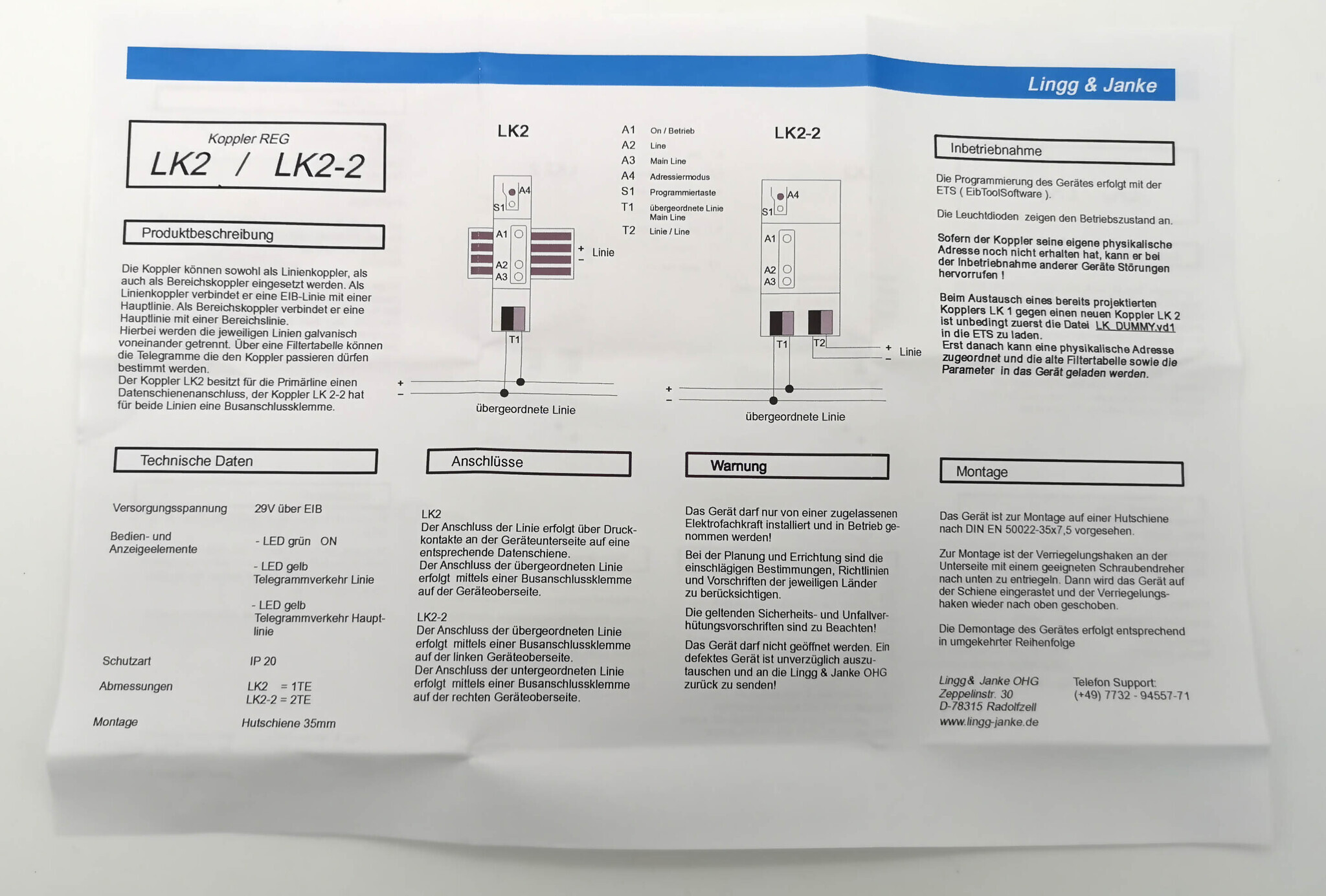Cоединитель KNX, LINGG-JANKE LK2-2 88502