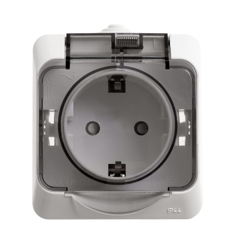 Розетка С Заземлением, Со Шторками, 1-Ая Ip44, 220В Pa16-044B Schneider Electric