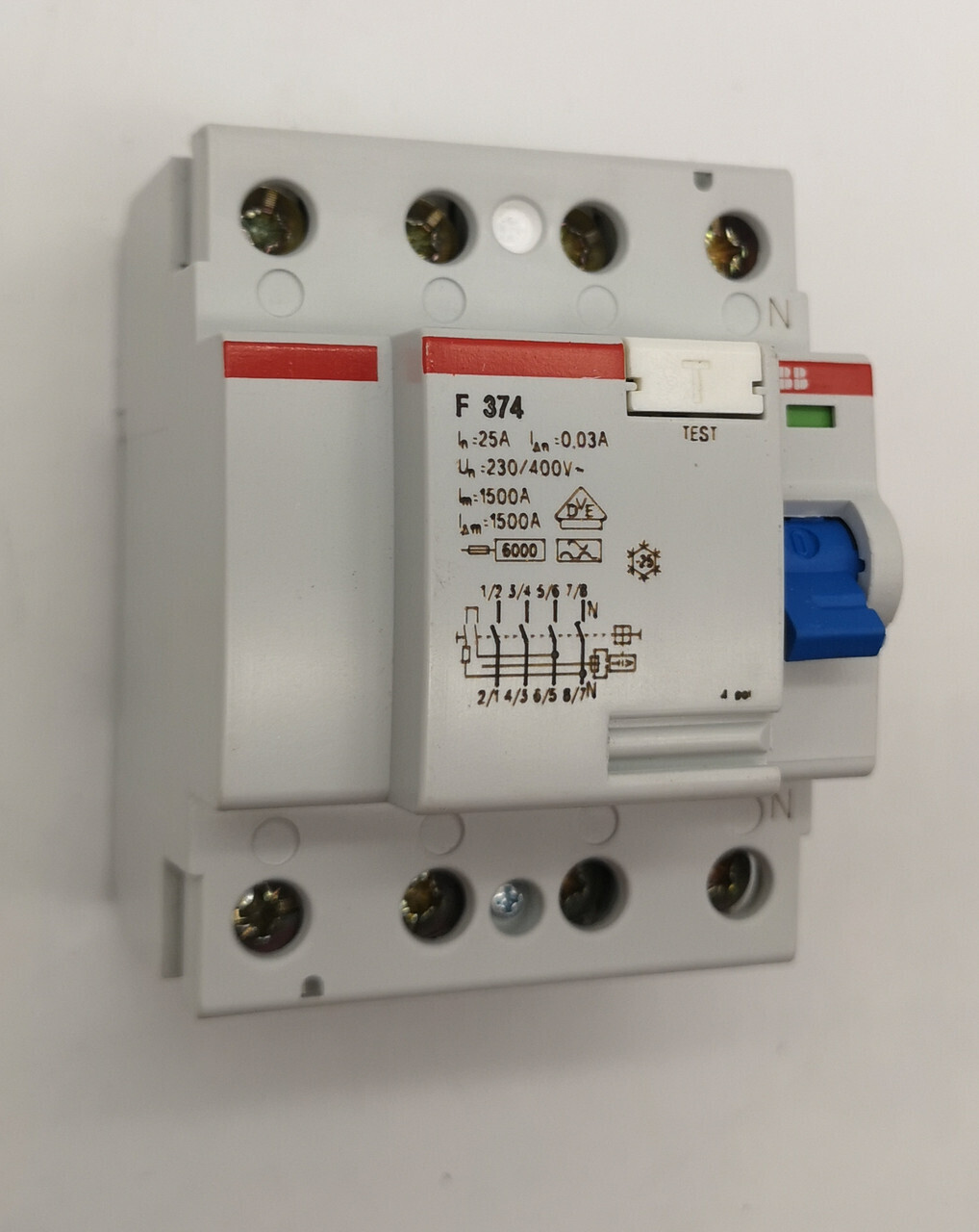 УЗО 4-полюсный 25А, ток утечки - 30мА ABB F374/25/0.03 сн GHF3740001R2510