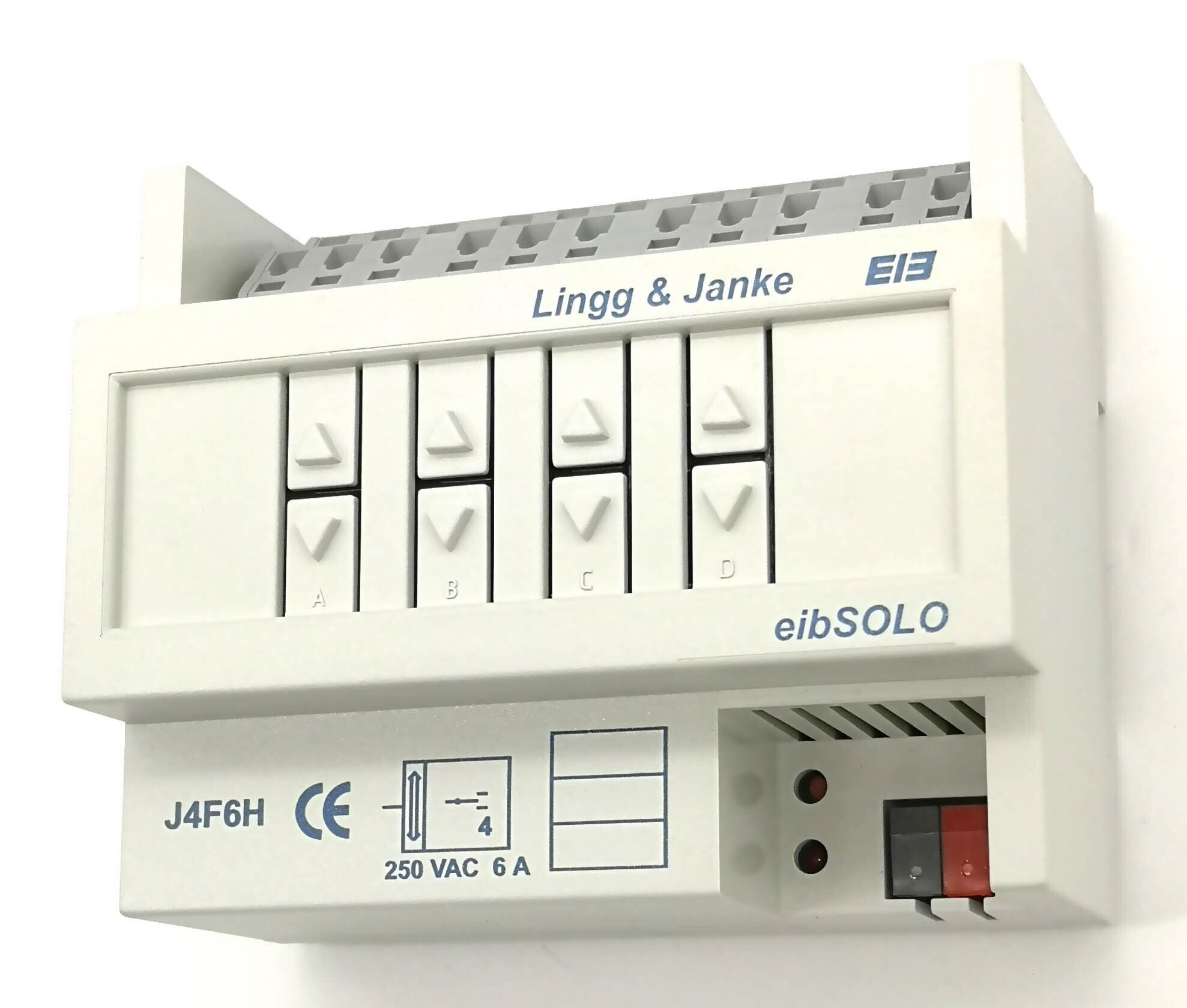 Модуль управления жалюзи KNX, LINGG-JANKE J4F6H 89400 4x канальный Standart, 6А / 250В~