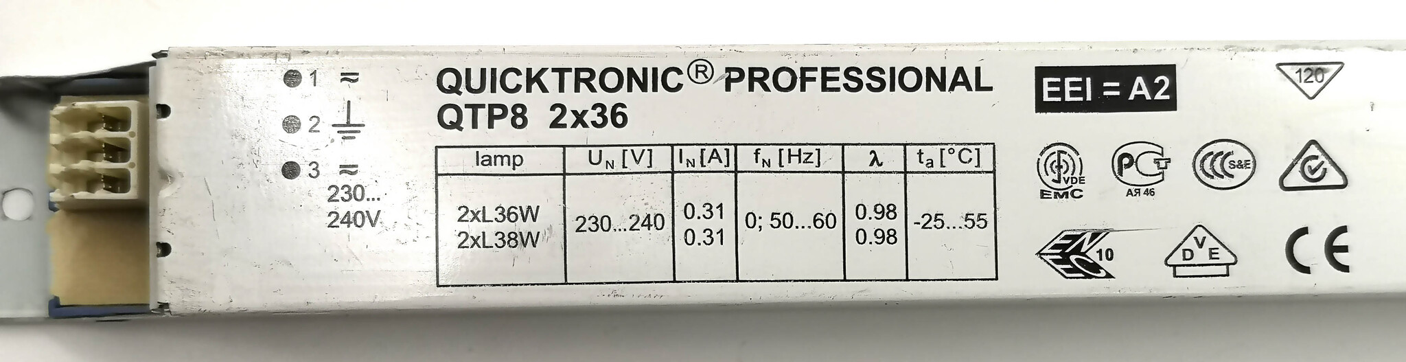 Пускорегулирующий аппарат OSRAM ЭПРА QUICKTRONIC PROFESSIONAL QTP8 2x36  для люминесцентных ламп (--)