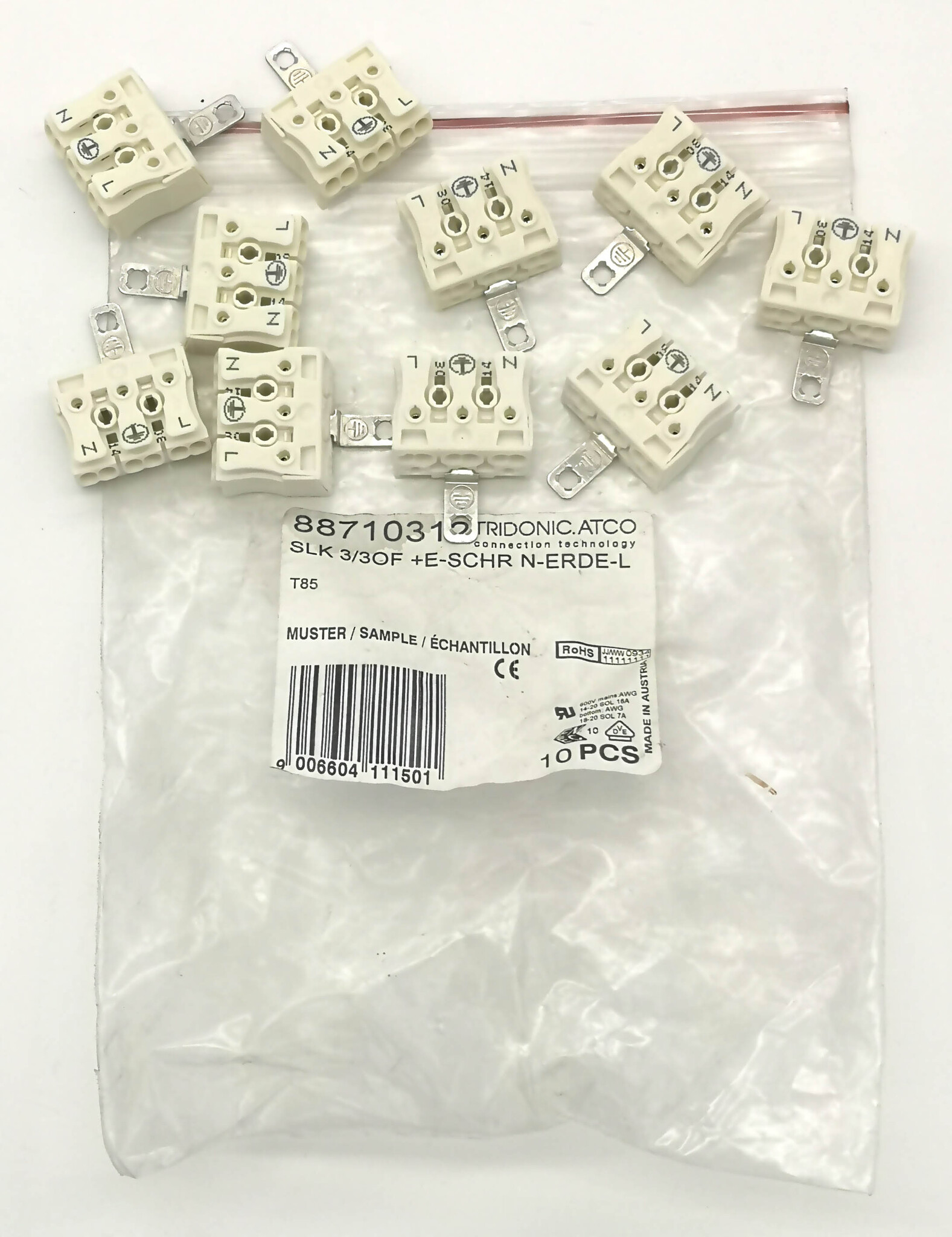 Колодка клеммная трёхполюсная TRIDONIC.ATCO SLK 3/3OF +E-SCHR N-ERDE-L 88710312