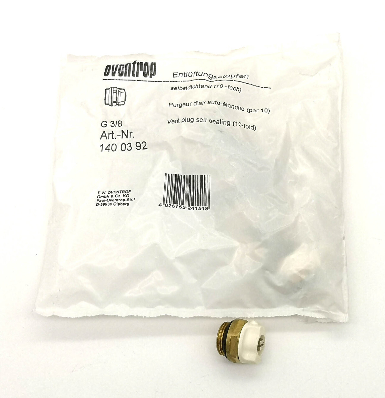 Воздухоспускные клапаны 3/8" DN10 Ду10 (Кран Маевского) с самоуплотнением OVENTROP 1400392