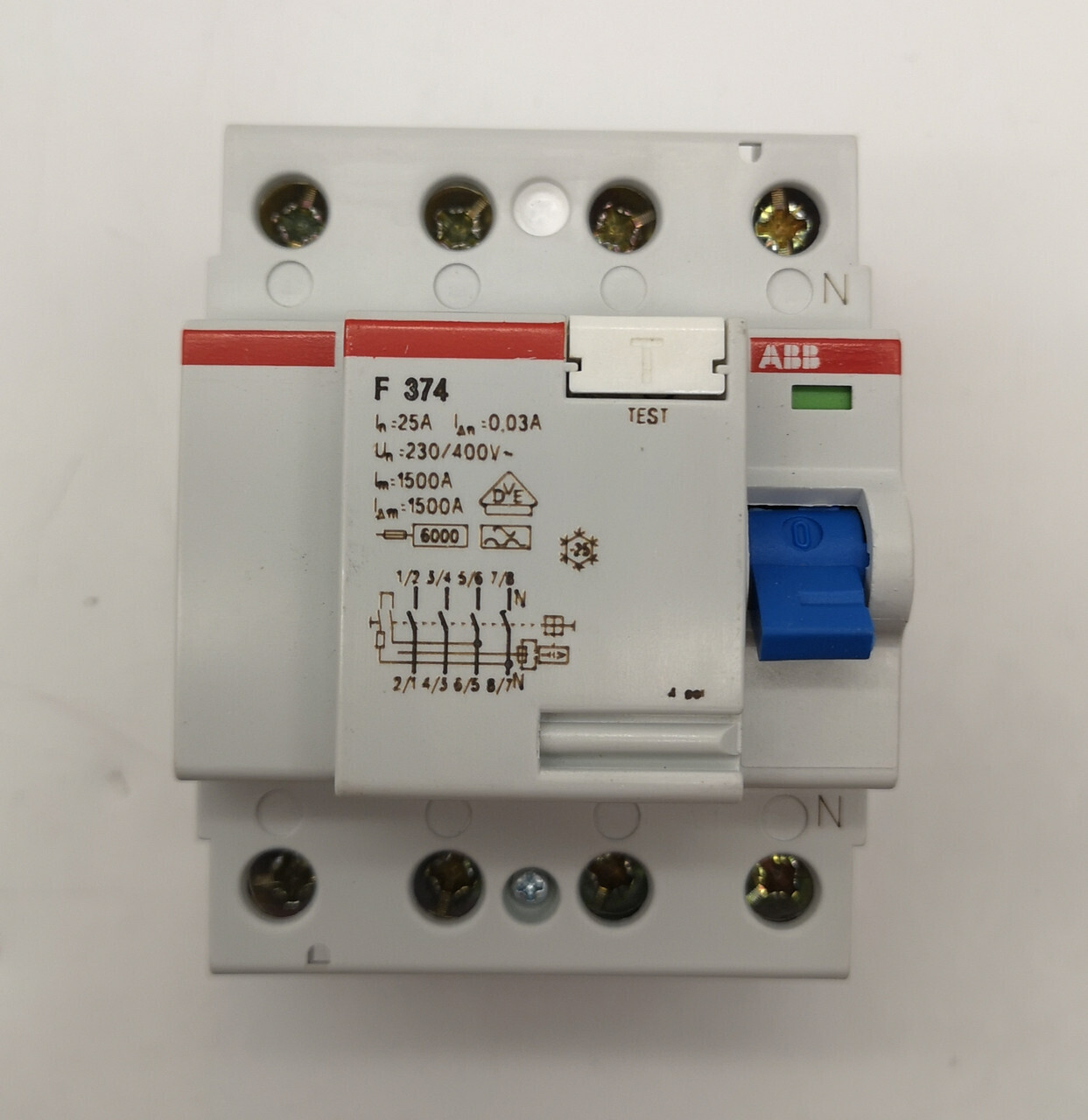 УЗО 4-полюсный 25А, ток утечки - 30мА ABB F374/25/0.03 сн GHF3740001R2510