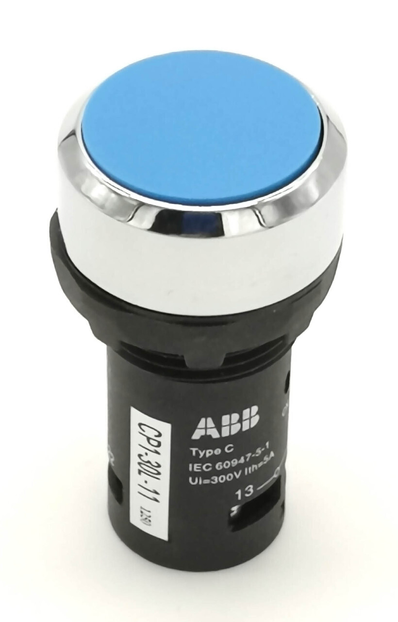 Кнопка синяя без фиксации ABB CP1-30L-11, 1НО+1НЗ 1SFA619100R3074
