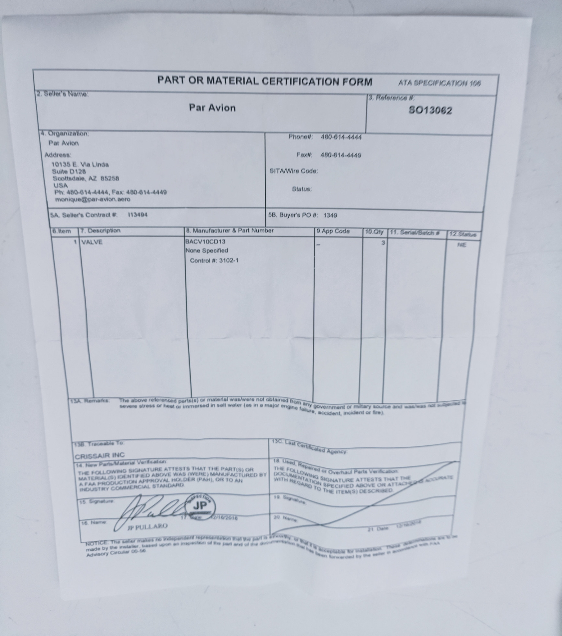 Клапан BACV10CD13