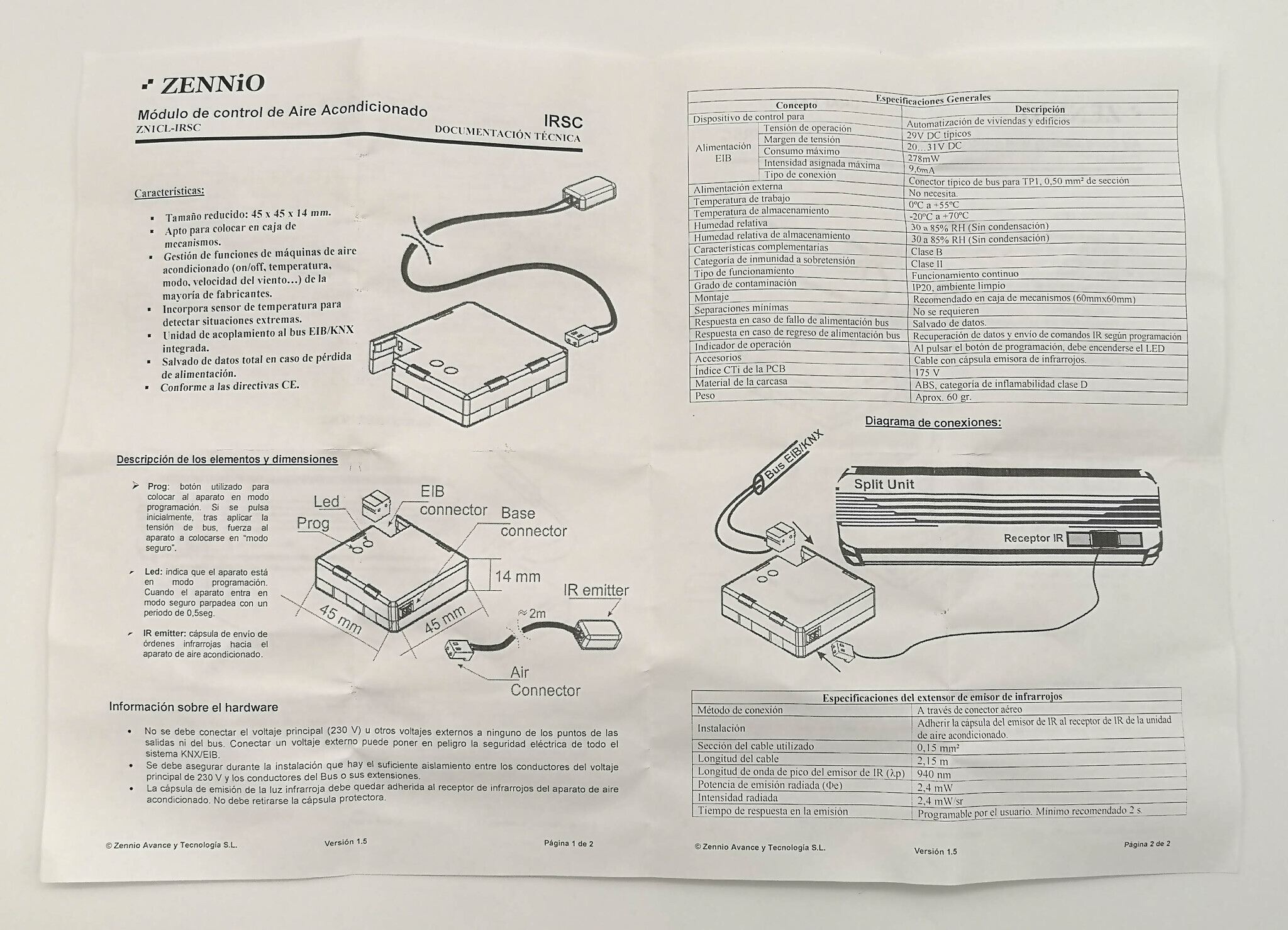 Интерфейсный модуль ИК управления KNX, ZN1CL-IRSC 1091200