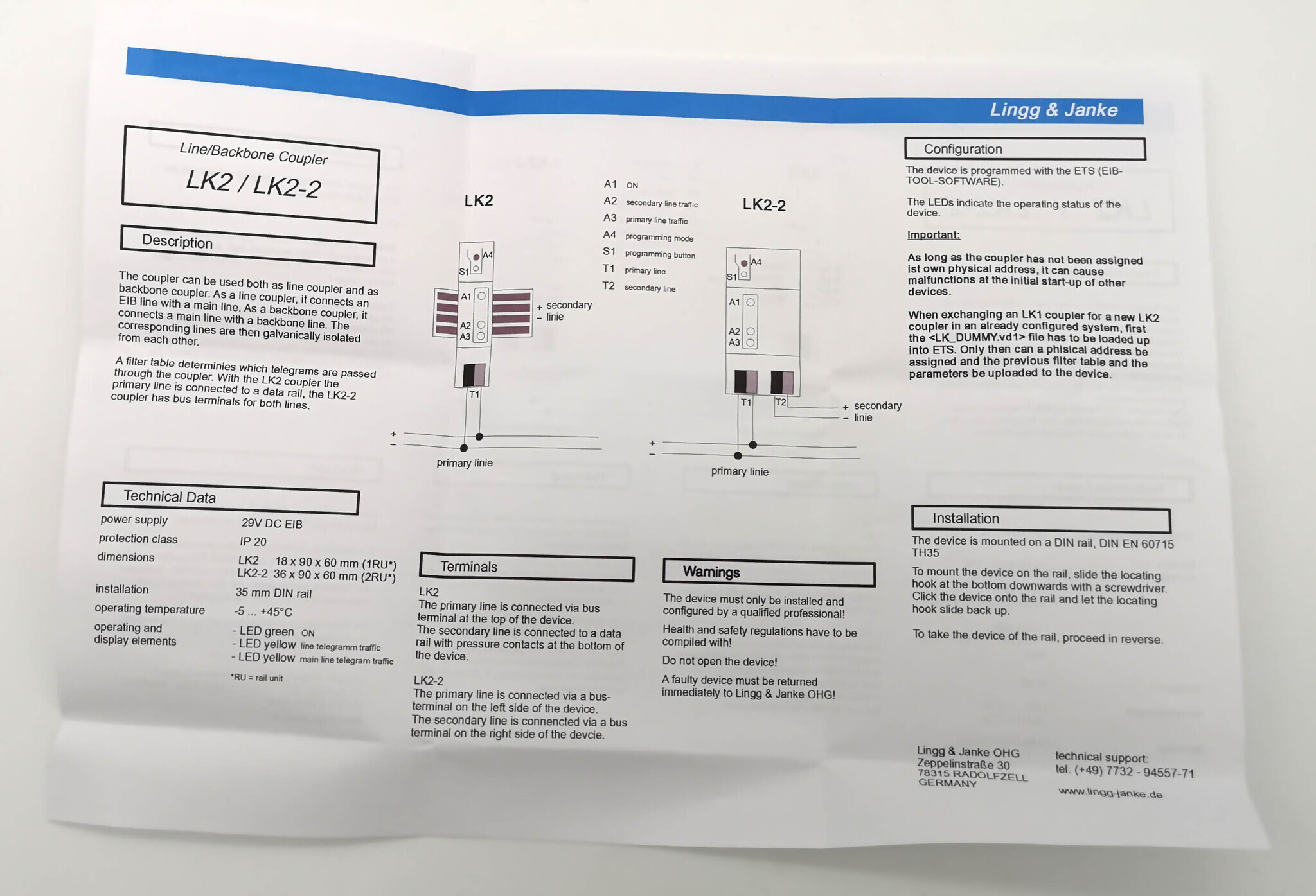 Cоединитель KNX, LINGG-JANKE LK2-2 88502