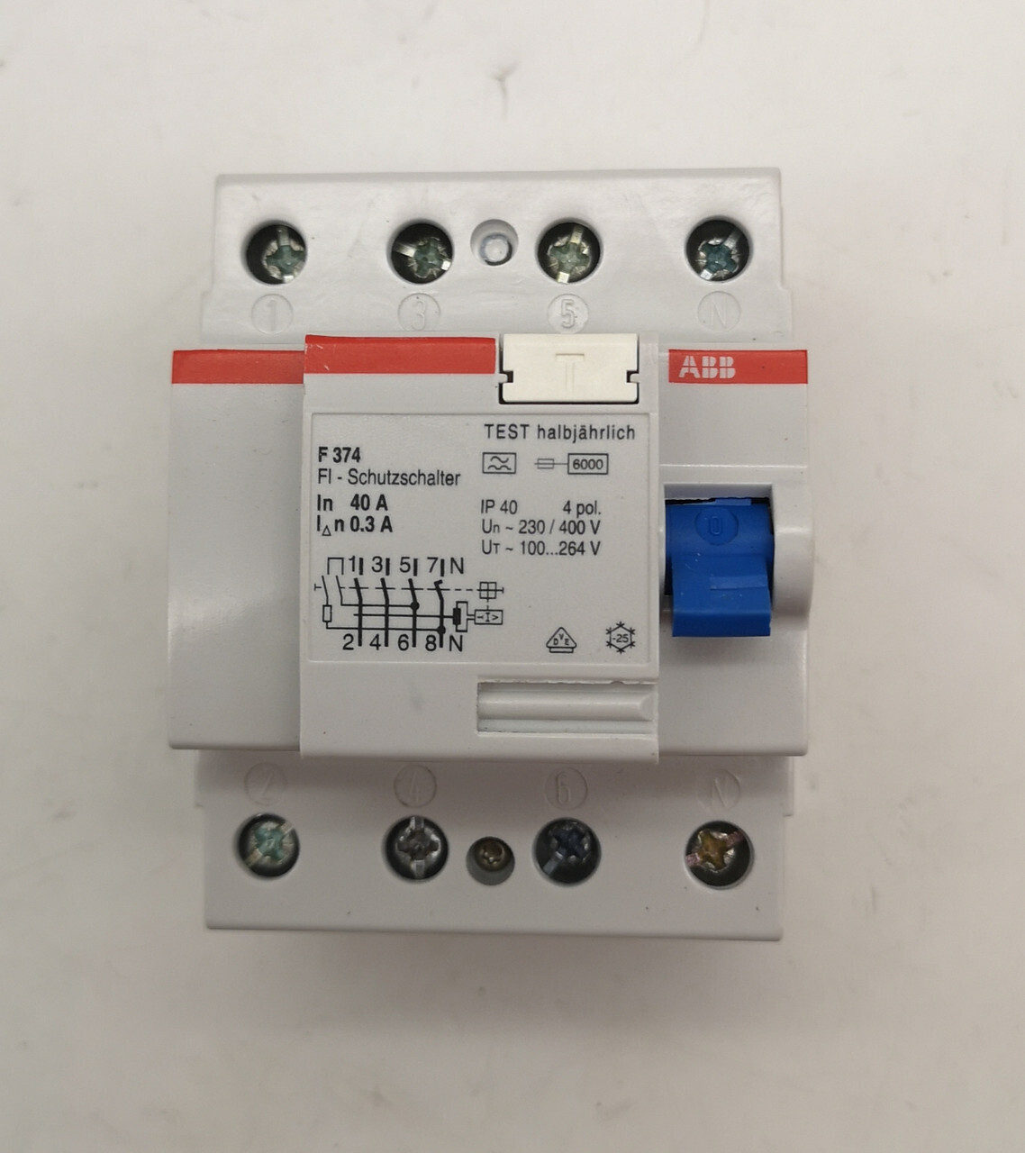 УЗО 4-полюсный 40А, ток утечки - 300мА ABB F374/40/0.3 сн GHF3740001R4550