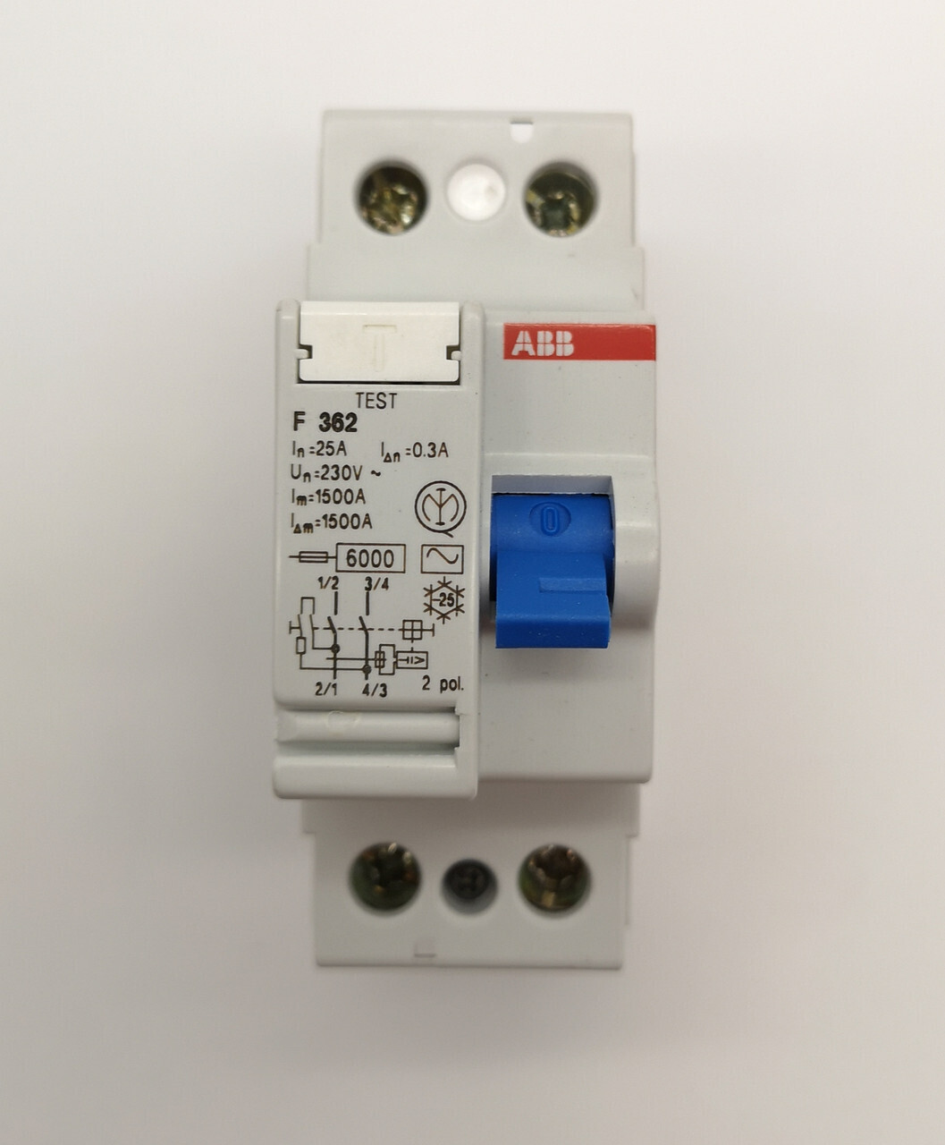 УЗО 2-полюсный 25А, ток утечки - 300мА ABB F362/25/0.3 сн