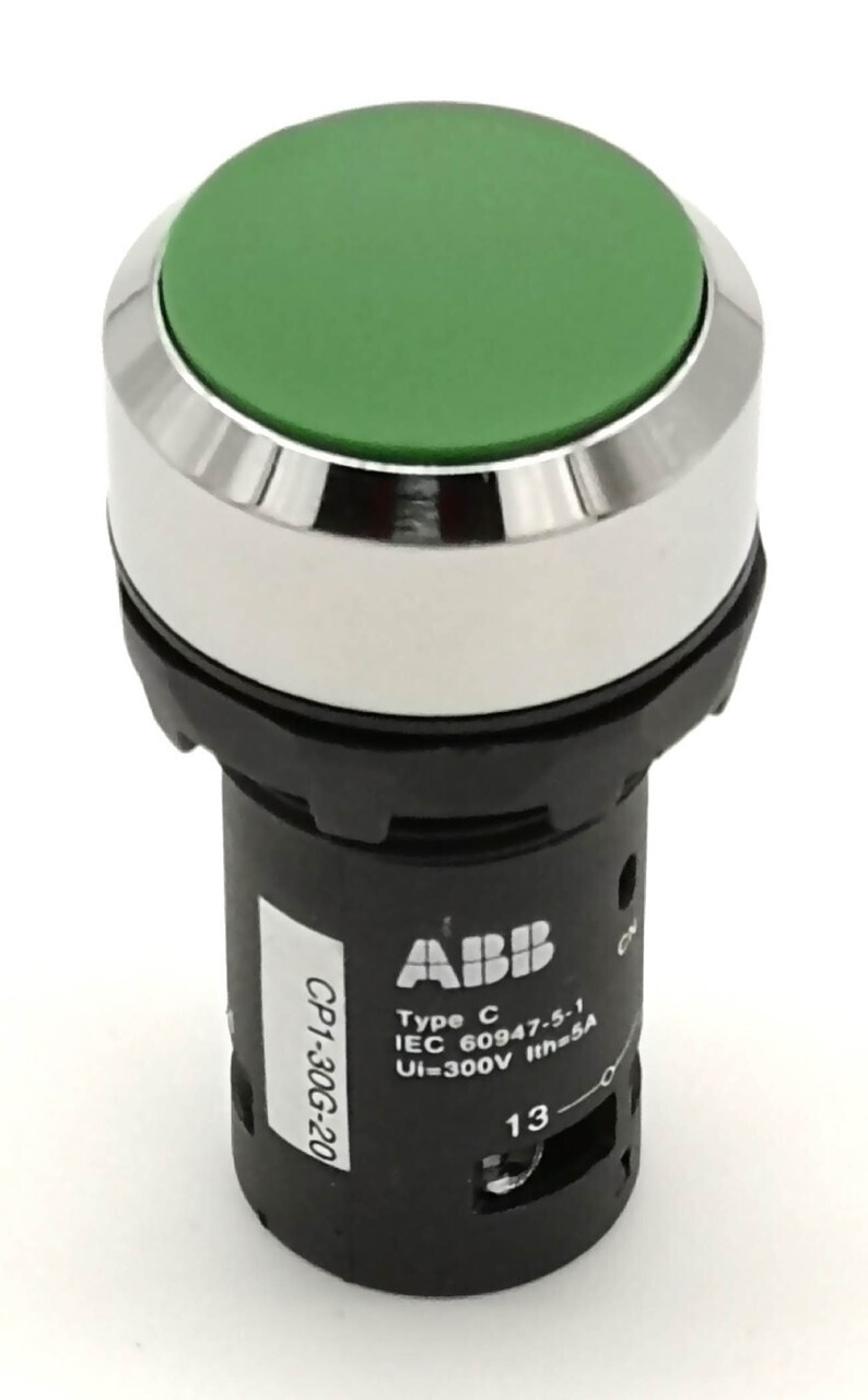 Кнопка зеленая без фиксации ABB CP1-30G-20 (2НО, компактная, 2НО) 1SFA619100R3022