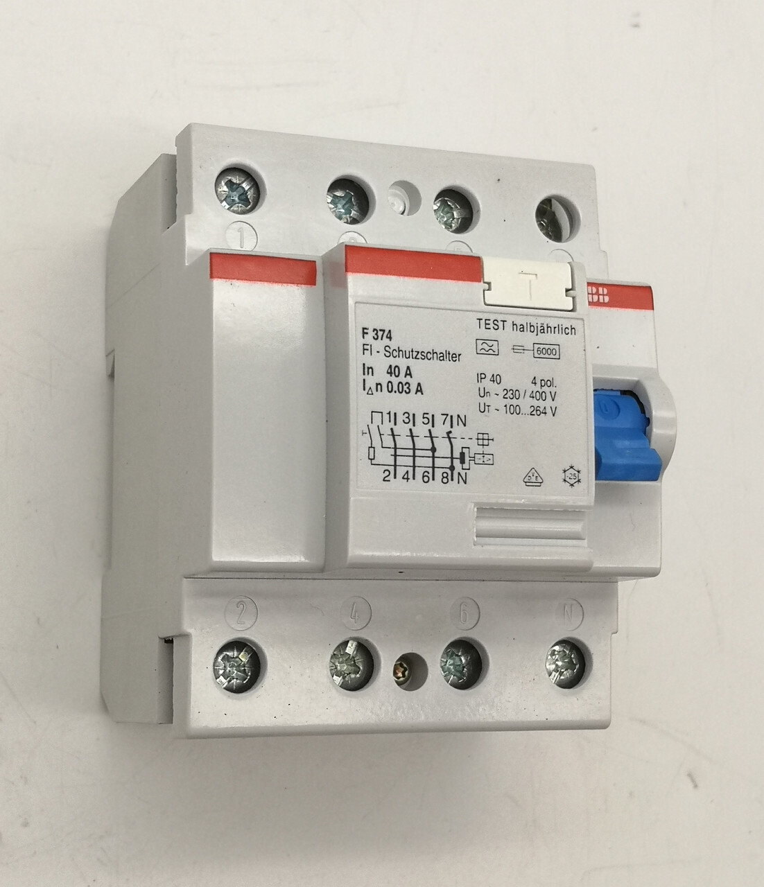 УЗО 4-полюсный 40А, ток утечки - 30мА ABB F374/40/0.03 сн GHF37400012550