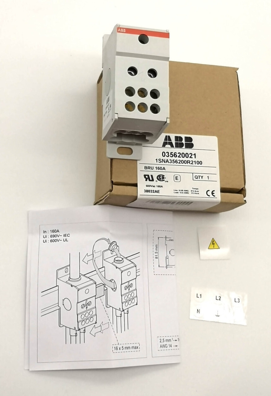 Распределительный блок ABB BRU160A Распред. блок 160A 1-полюсный,1SNA356200R2100