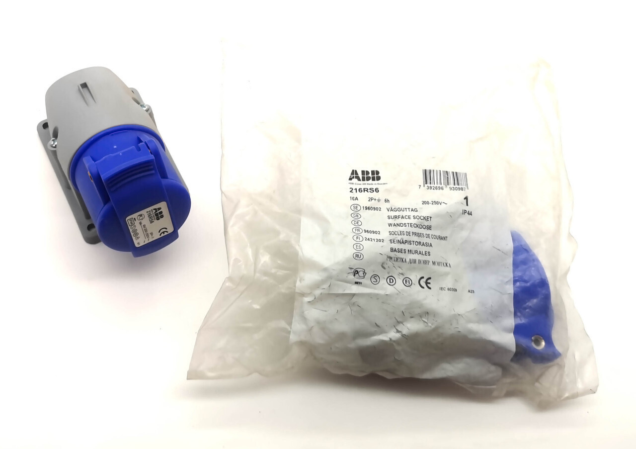 Розетка для монтажа на поверхность ABB CEW 216 RS6 2CMA193098R1000, 16A, 2P+E, IP44, 220В