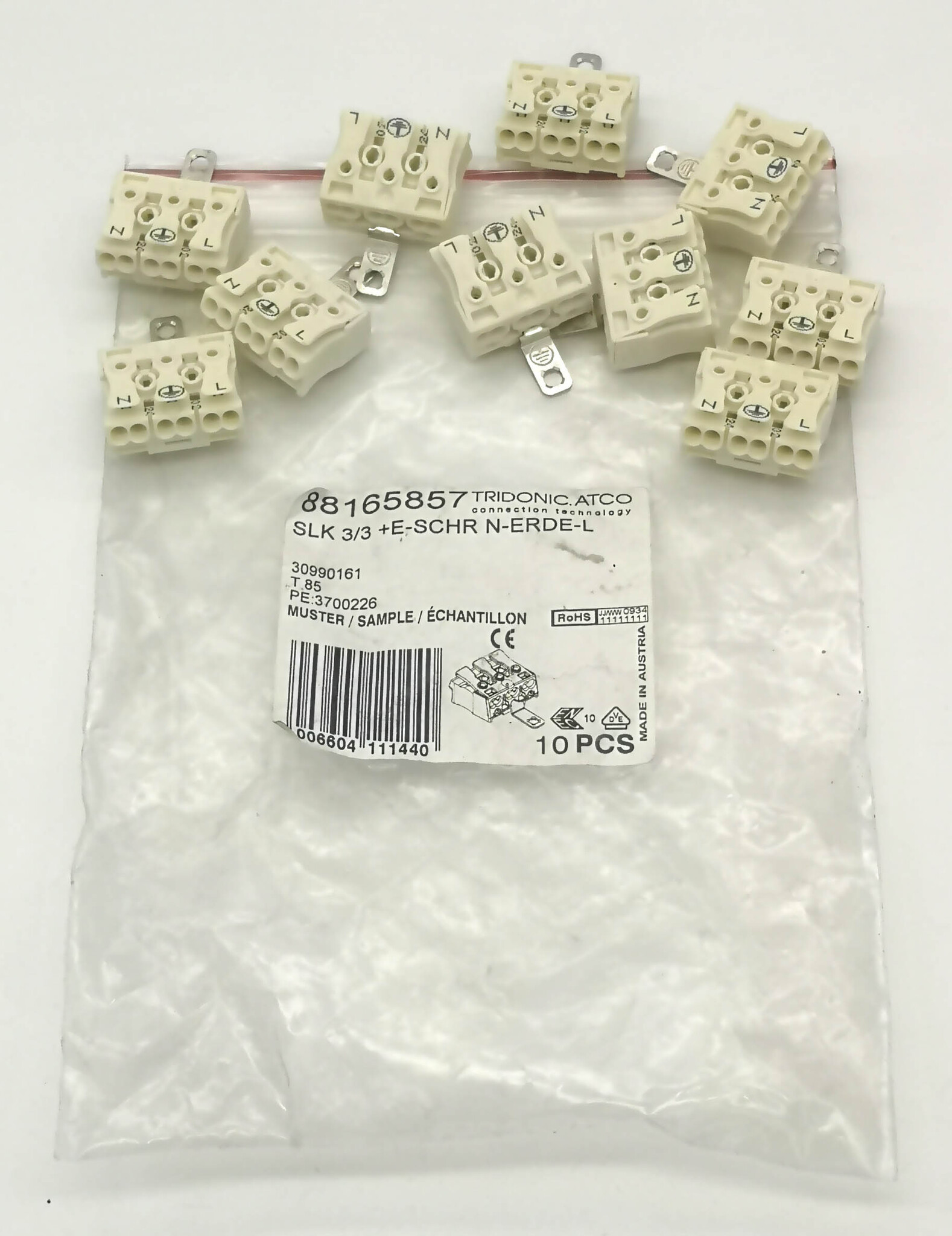 Колодка клеммная трёхполюсная TRIDONIC.ATCO SLK 3/3 +E-SCHR N-ERDE-L 88165857