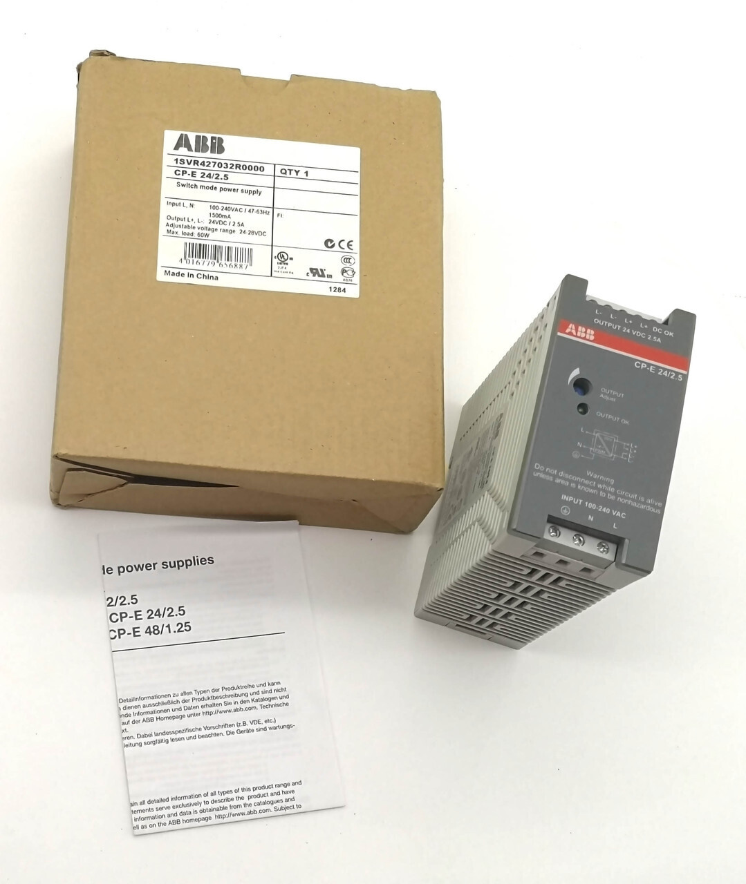 Источник питания ABB CP-E 24/2.5 вход 90-265В AC/120-370В DC, выход 24В DC/2.5A 1SVR427032R0000
